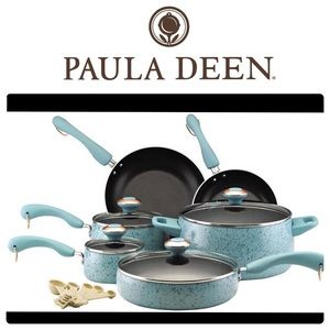 Paula Deen 15-pc. Nonstick Signature Porcelain Cookware Set, Aqua Speckle